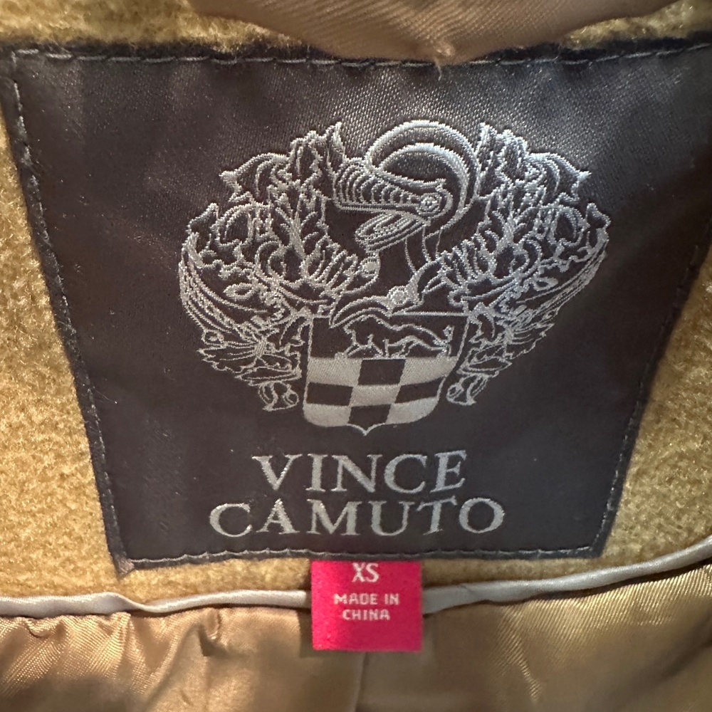 Vince Camuto Wool Blend Coat Camel Hooded Zip Up Jacket Chic Fall Winter Size XS - Picture 14 of 15